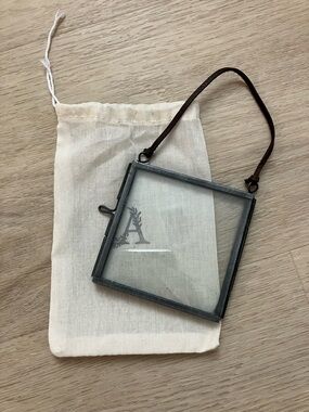 Square Glass Hanging Frame with Brown Leather Strap